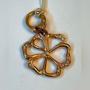 Fossil Rose Gold Tone Stainless Steel Open Flower Charm with w/ pave crystal NWT